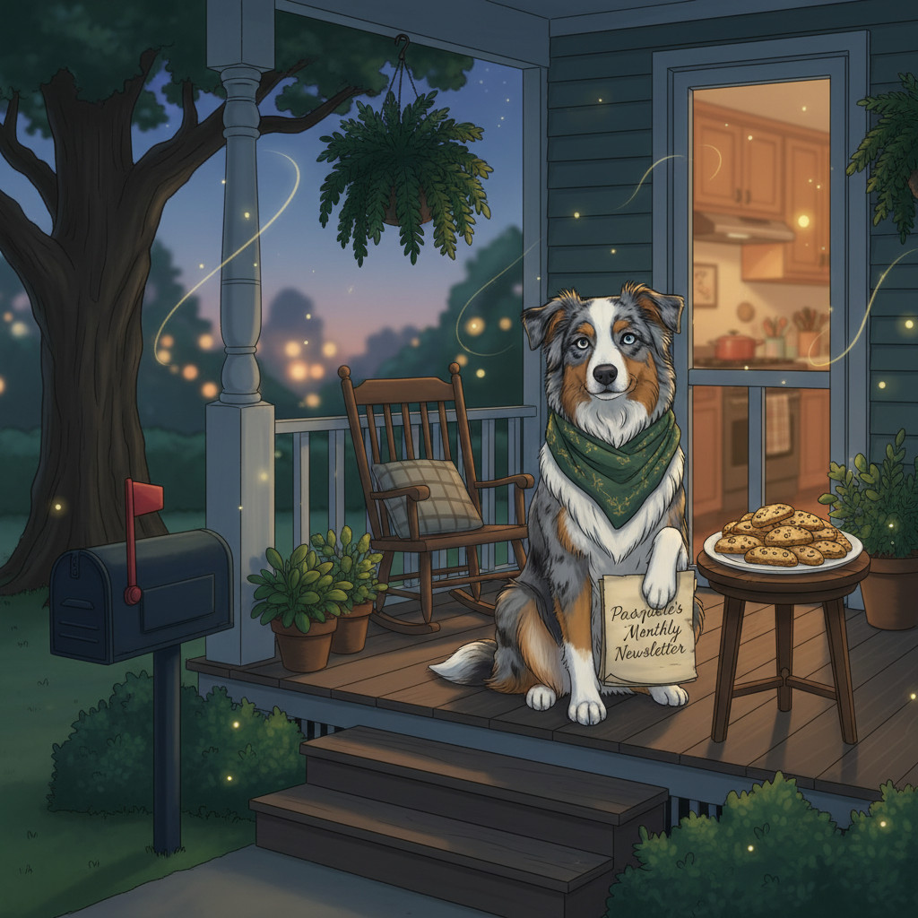 Pasquale relaxing on the evening porch